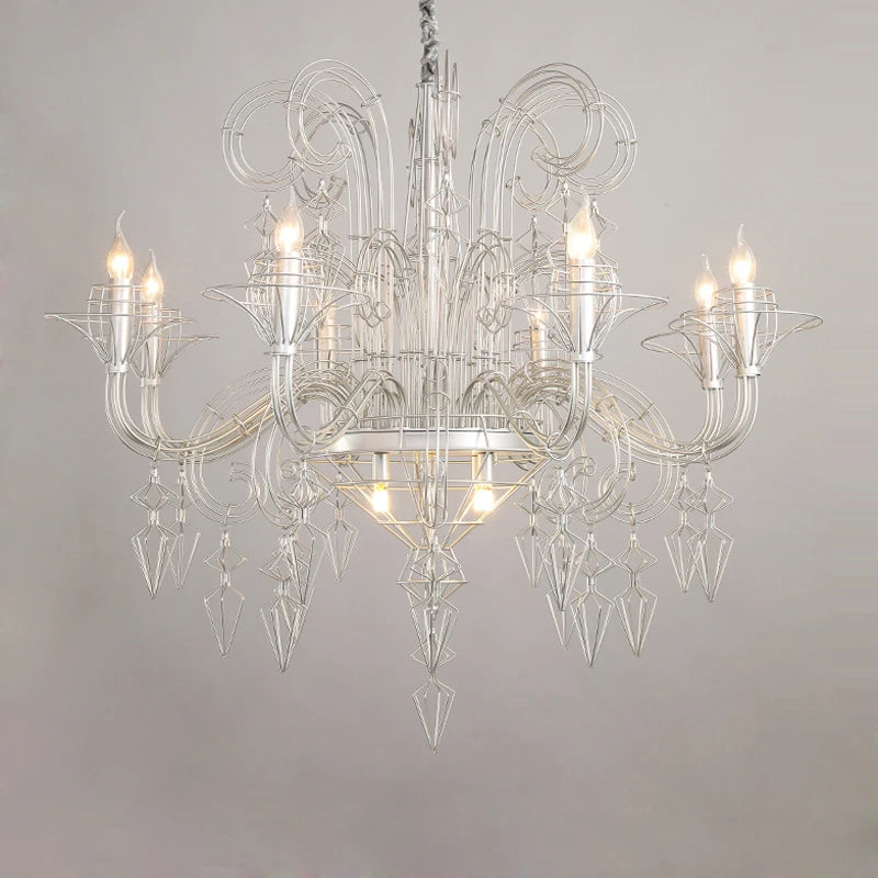 lustre design baroque noir et blanc pour éclairage intérieur - vue 4 sur 6