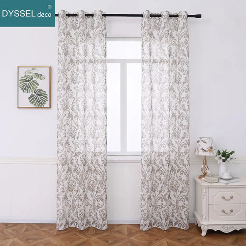 Voilage moderne imprimé floral style européen salon chambre - vue 2 sur 8