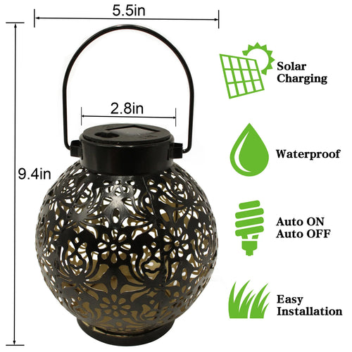 lanterne solaire rétro en fer pour jardin extérieur - vue 12 sur 11
