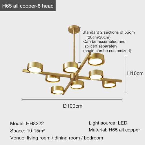 lustre nordique en cuivre design créatif pour éclairage doux