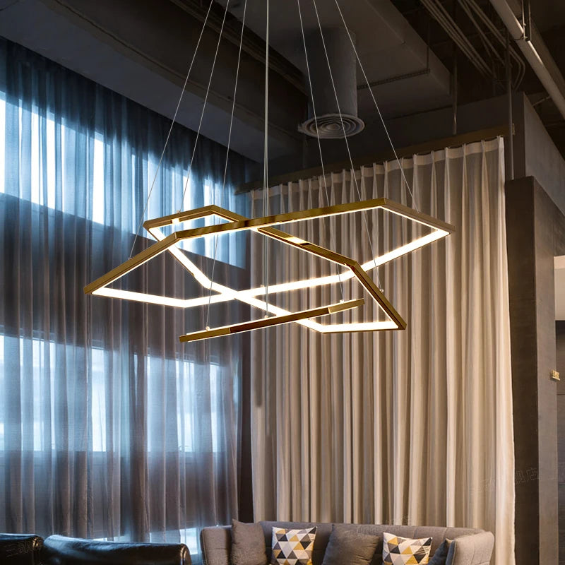 lustre led moderne en acier inoxydable pour intérieur créatif - vue 4 sur 8