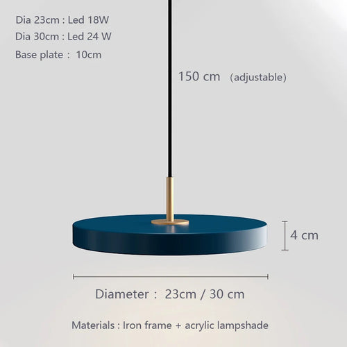 Nordique Simple Suspension Led Lumières En Métal Kicthen Île Haut Plafond Cuisine Décorative Moderne Ronde Suspension Noir Blanc Bleu - vue 4 sur 9