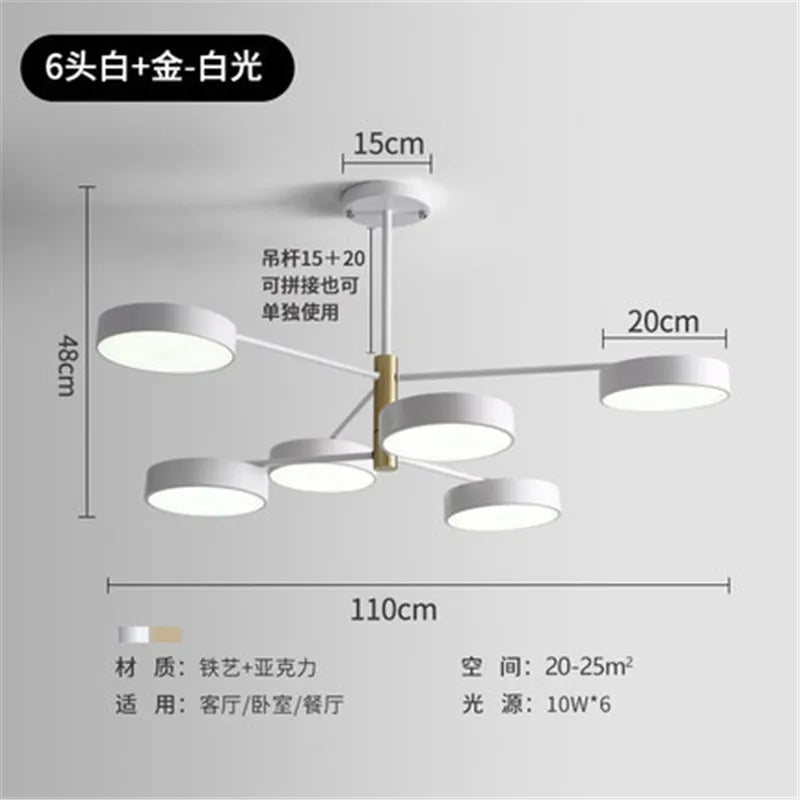 lustre led moderne nordique simple pour décoration intérieure - vue 8 sur 11