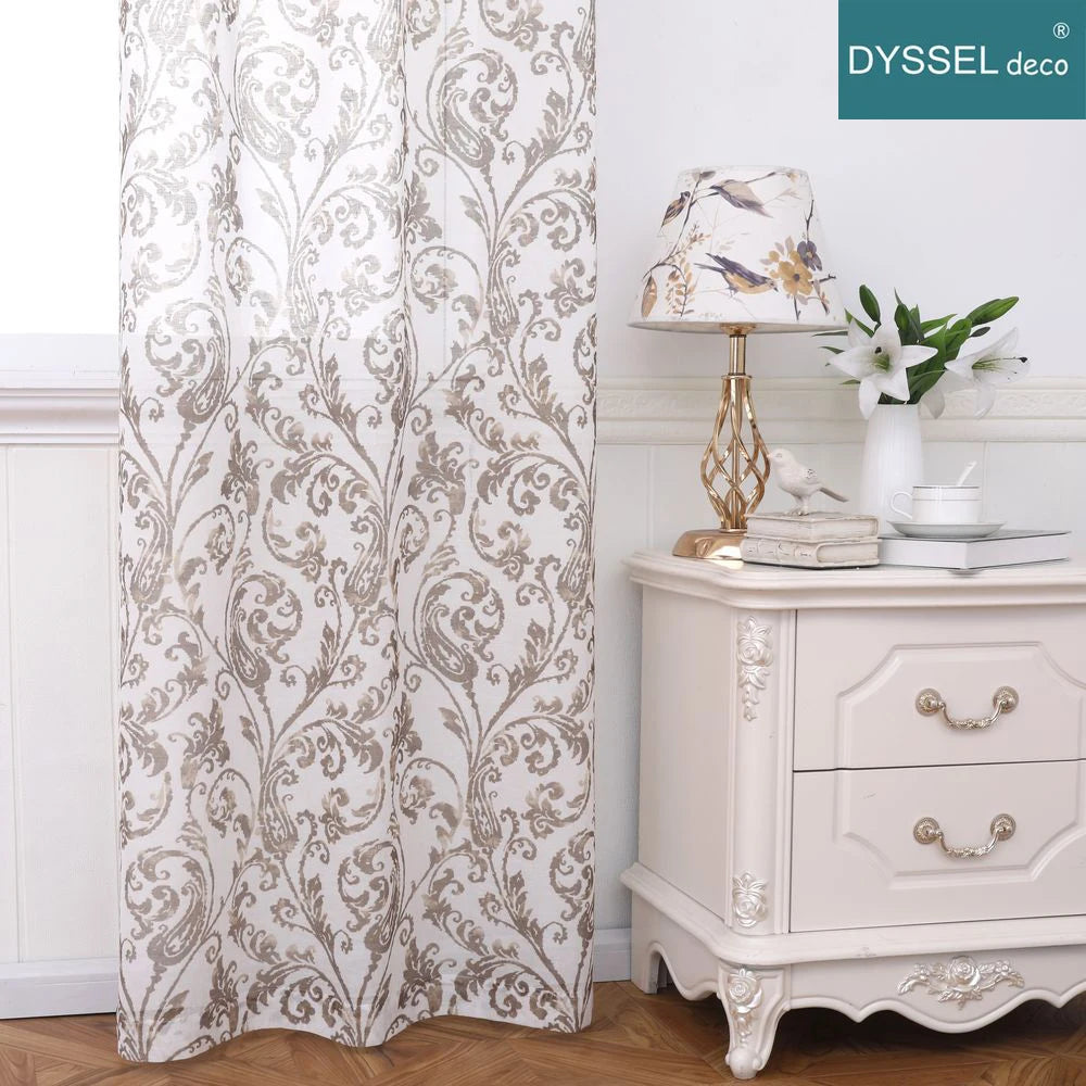 Voilage moderne imprimé floral style européen salon chambre - vue 4 sur 8