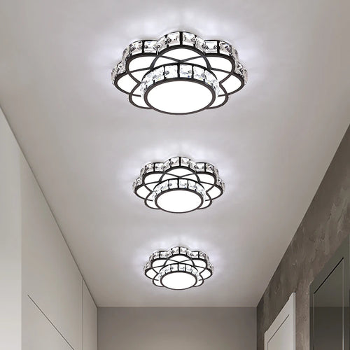 plafonnier led en cristal luxe décoratif avec fleurs - vue 2 sur 9