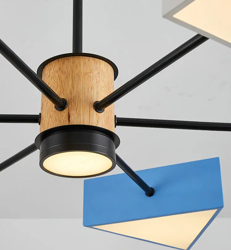 lustre bois moderne nordique salle manger chambre enfants - vue 5 sur 7