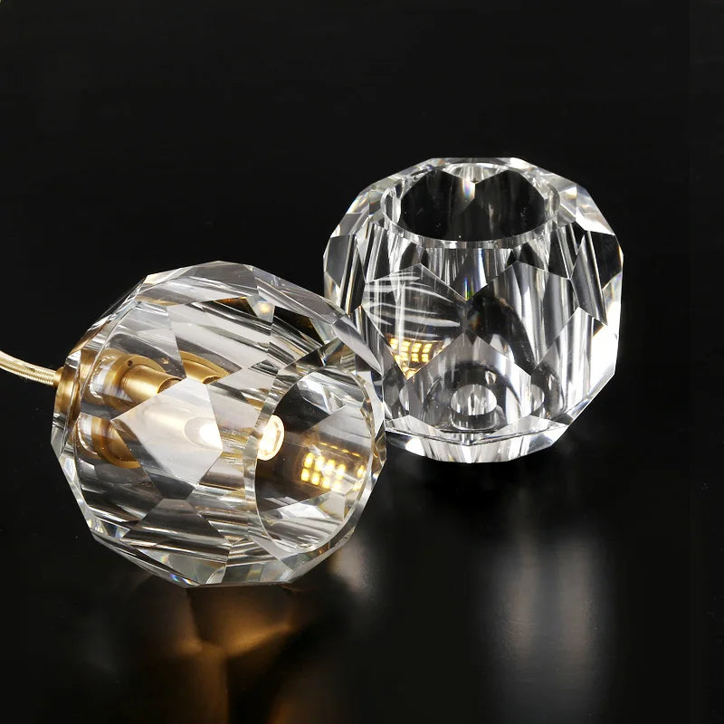 suspension en cristal k9 en cuivre design nordique créatif - vue 4 sur 13