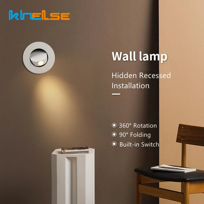 applique murale led rotative à 360 degrés avec interrupteur pliable - vue 10 sur 16