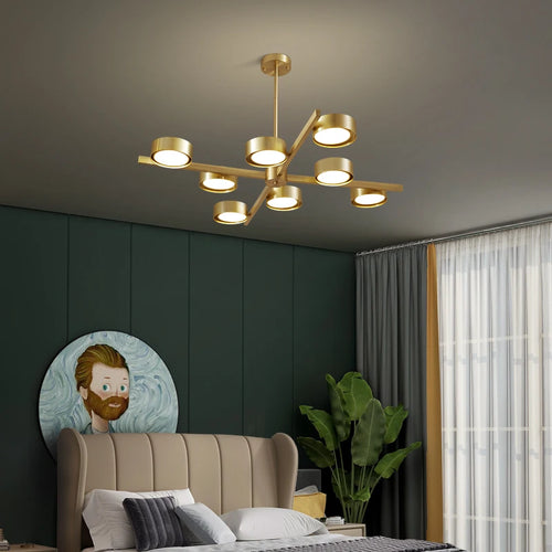 lustre nordique en cuivre design créatif pour éclairage doux - vue 6 sur 9