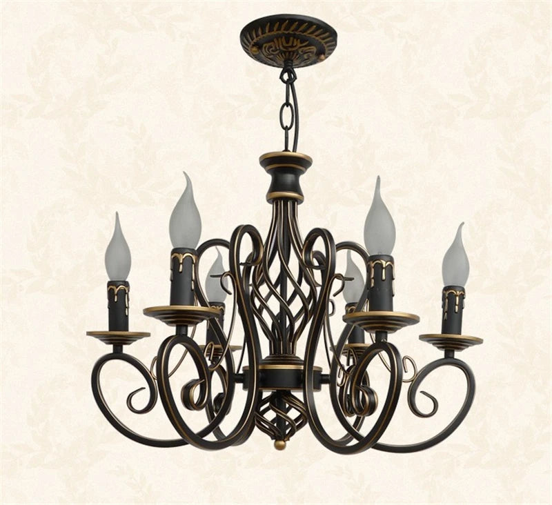 lustre en fer antique cristal rétro éclairage nordique décoratif - vue 10 sur 10