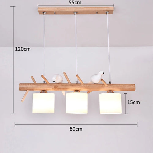 Nordique En Bois Massif PENDENTIF LED Lumière Salle à manger Plafond Lustre Chambre Salon Cuisine Éclairage Intérieur Luminaire - vue 9 sur 8