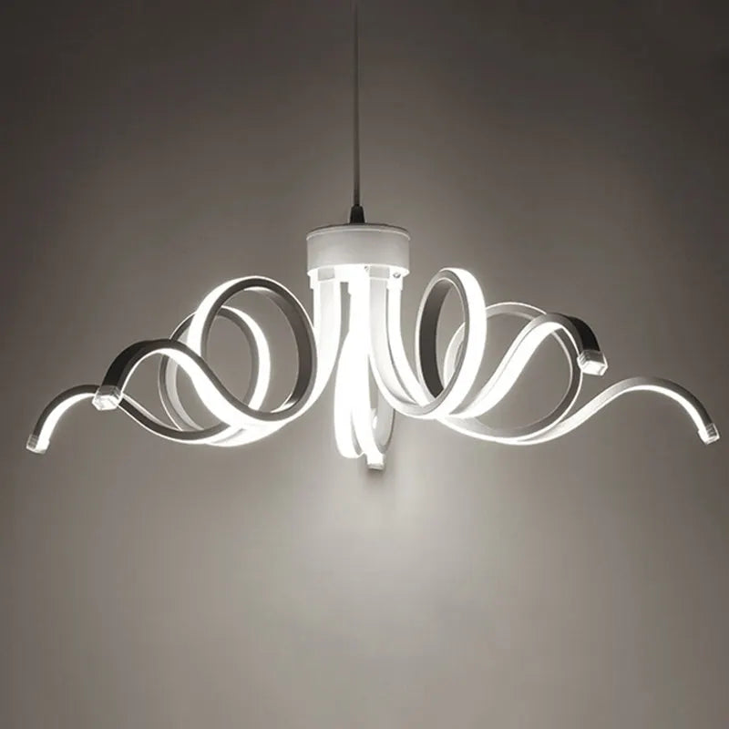 lustre suspendu moderne télécommandé en aluminium acrylique éclairage intelligent - vue 4 sur 9