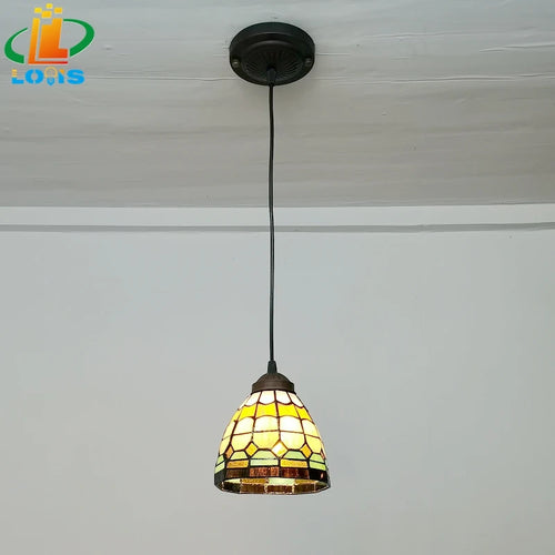 lustre tiffany vintage en verre pour intérieur et jardin - vue 2 sur 7
