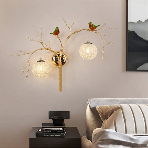 applique murale nordique en aluminium nid d'oiseau led romantique - vue 2 sur 11