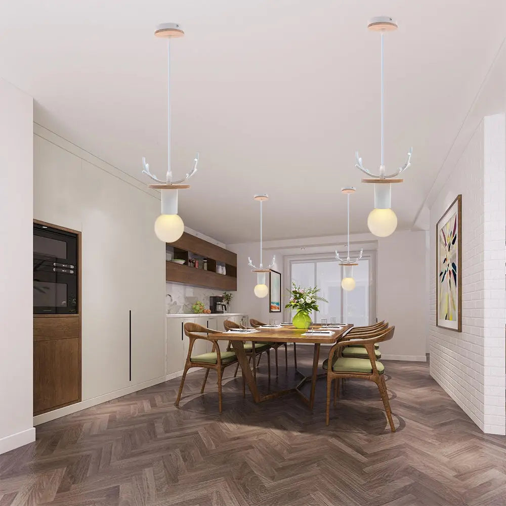 Nordique Simple bois bois suspension lumières Led suspension luminaire luminaire cuisine île Bar hôtel chambre d'enfants décor à la maison - vue 10 sur 10