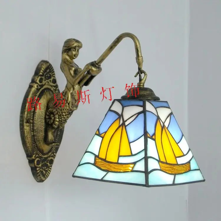 applique murale style tiffany éclairage mode sirène design élégant - vue 4 sur 13