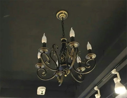 lustre en fer antique cristal rétro éclairage nordique décoratif - vue 7 sur 10