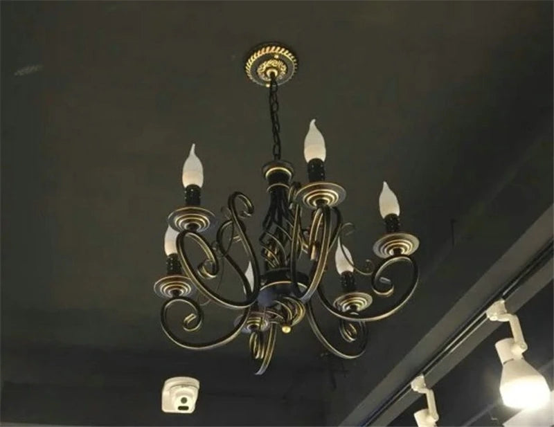 lustre en fer antique cristal rétro éclairage nordique décoratif - vue 6 sur 10