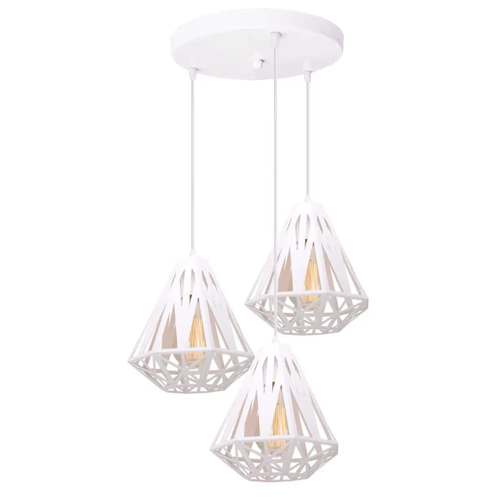 suspension industrielle vintage cage fer art diamant led - vue 13 sur 14