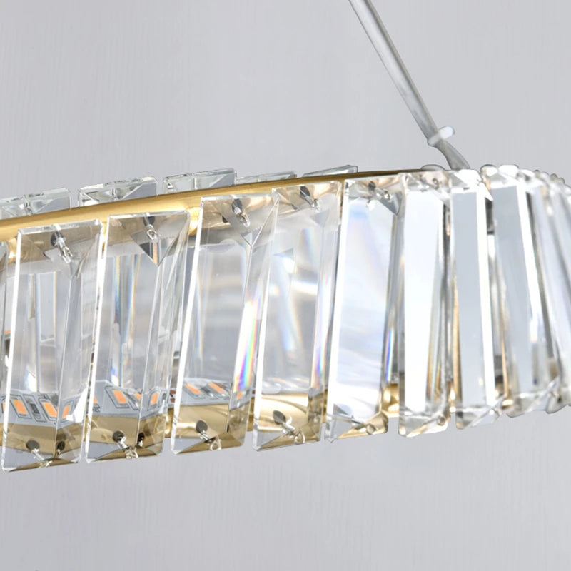 lustre moderne de luxe en cristal lampe annulaire suspendue - vue 3 sur 9