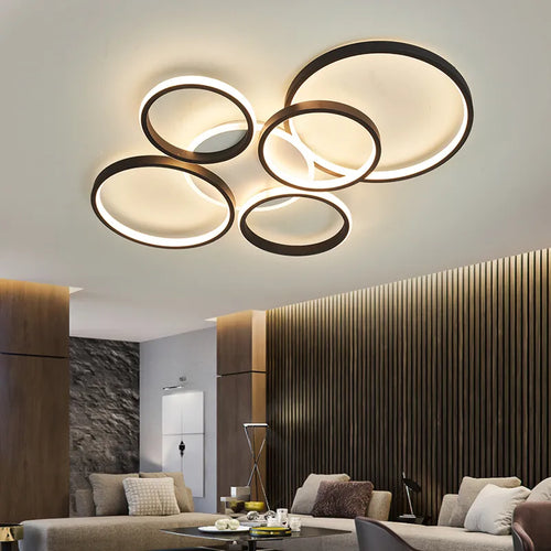 NEO Gleam moderne plafond lustre lumières pour salon étude chambre AC85-265V noir/or couleur led lustre luminaires - vue 2 sur 11