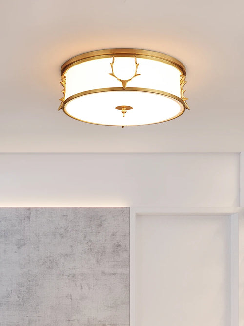 Living room, bedroom lamp, all copper, post-modern light luxury led ceiling lamp, American study, Nordic simple brass lamp - vue 4 sur 5