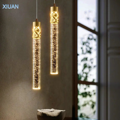 suspension en cristal de luxe avec télécommande pour chevet kistchen island led - vue 2 sur 14