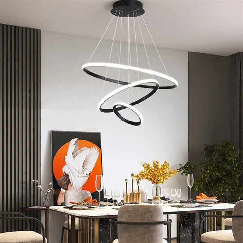 lustre moderne led en acrylique avec anneau lumineux - vue 2 sur 8
