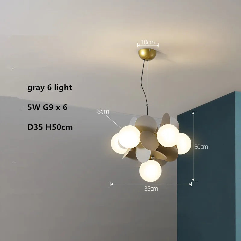 lustre led globe en verre acrylique coloré pour enfants - vue 11 sur 24