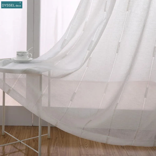 Voilage rayures style europeen moderne pour salon chambre - vue 2 sur 7