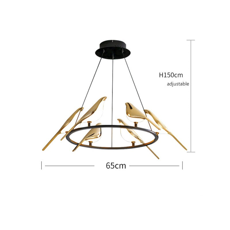 Lustre design LED luxury en forme d'oiseaux dorés Pie - vue 9 sur 9