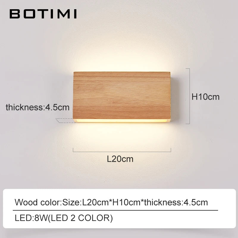 Applique murale LED en bois naturel marron