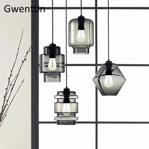 suspension moderne en verre teinté pour décoration intérieure - vue 7 sur 30