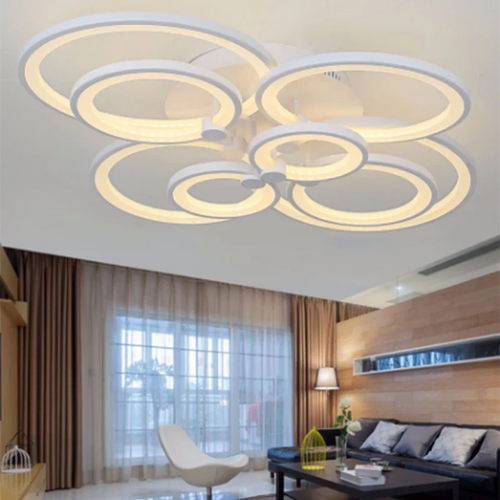 lustre moderne à leds avec anneaux ronds pour éclairage intérieur - vue 6 sur 9