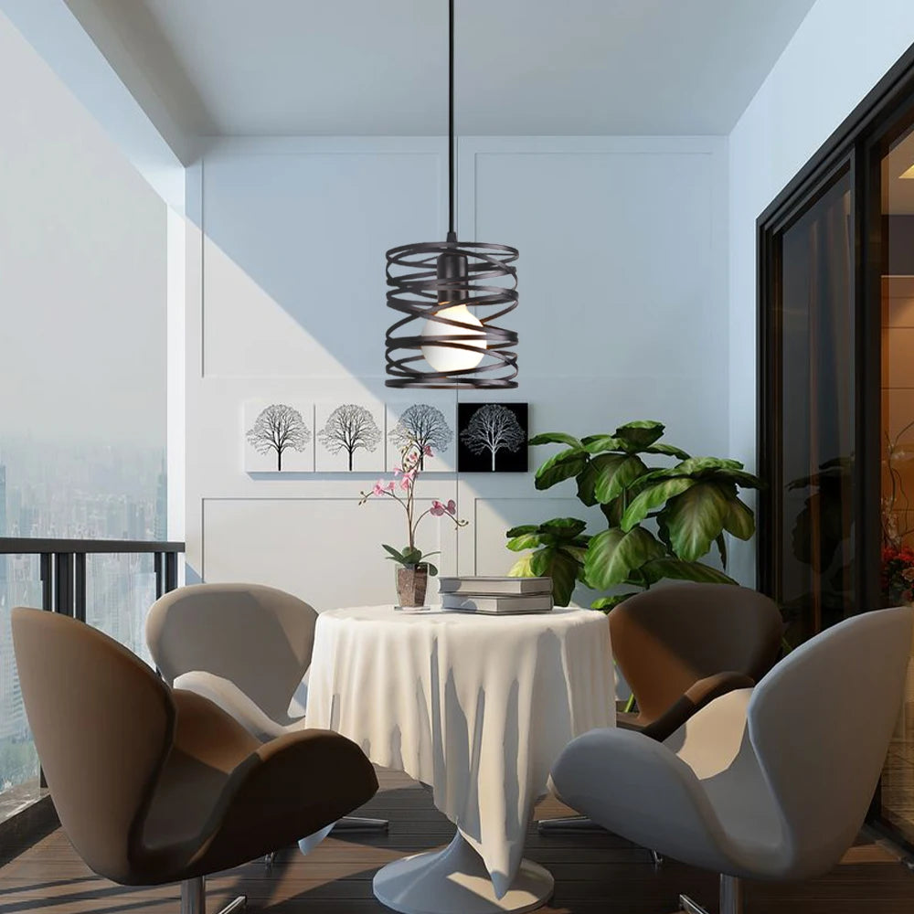 lampe suspendue spirale led tourbillon moderne vintage - vue 4 sur 8