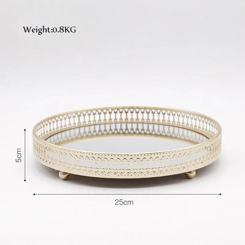 plateau de rangement bijou de luxe en fer et miroir - vue 11 sur 14
