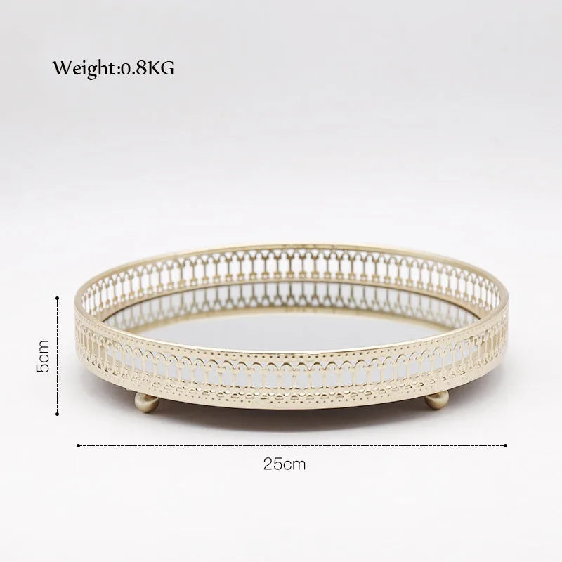 plateau de rangement bijou de luxe en fer et miroir - vue 10 sur 14