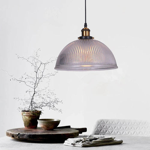 Suspension demi boule en laiton et verre transparent - vue 4 sur 8