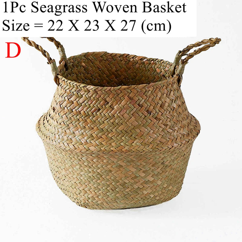 panier en osier d'algues rotin pour rangement et pique-nique - vue 10 sur 13