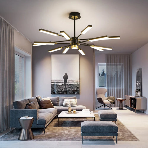 lustre d'art nordique moderne en fer avec éclairage led - vue 3 sur 9