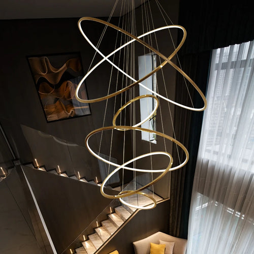 lustre nordique cercle doré éclairage intérieur décoratif - vue 3 sur 11