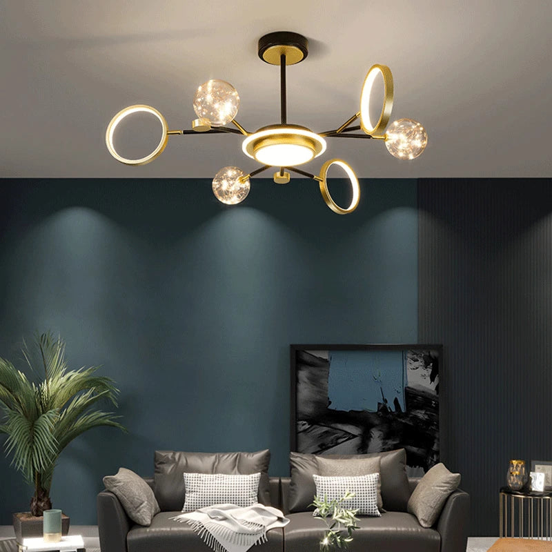lustre nordique moderne en fer éclairage étoilé décoration créative - vue 2 sur 9
