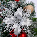 décoration suspendue fleur pailletée pour arbre de noël