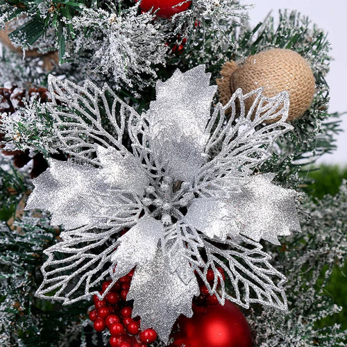 décoration suspendue fleur pailletée pour arbre de noël - vue 18 sur 34