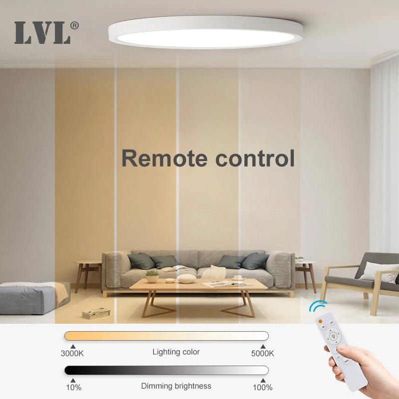plafonnier led moderne télécommandé à intensité variable - vue 6 sur 14