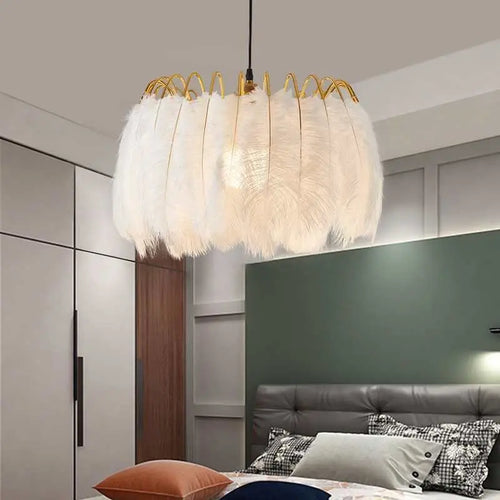 suspension moderne romantique en plumes pour décoration intérieure - vue 4 sur 8