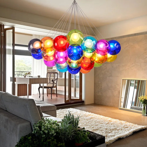 lustre en verre soufflé led créatif pour chambre d'enfants - vue 4 sur 24