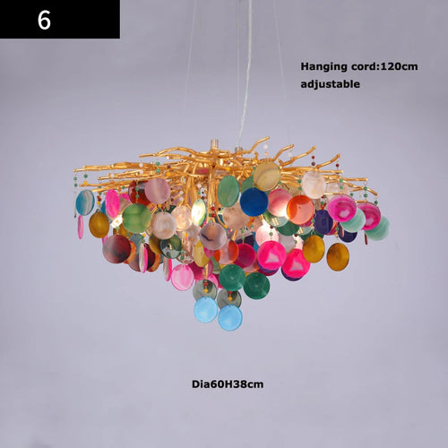 lustre design art déco en agate colorée pour intérieur élégant - vue 11 sur 17
