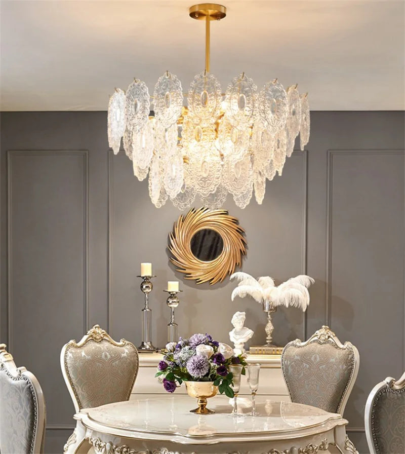 lustre rond en cristal doré design moderne à led - vue 4 sur 13