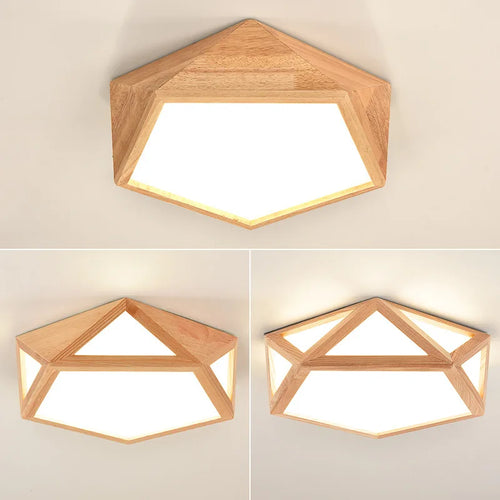 plafonnier led simple en rondins art nordique géométrique creux - vue 5 sur 10